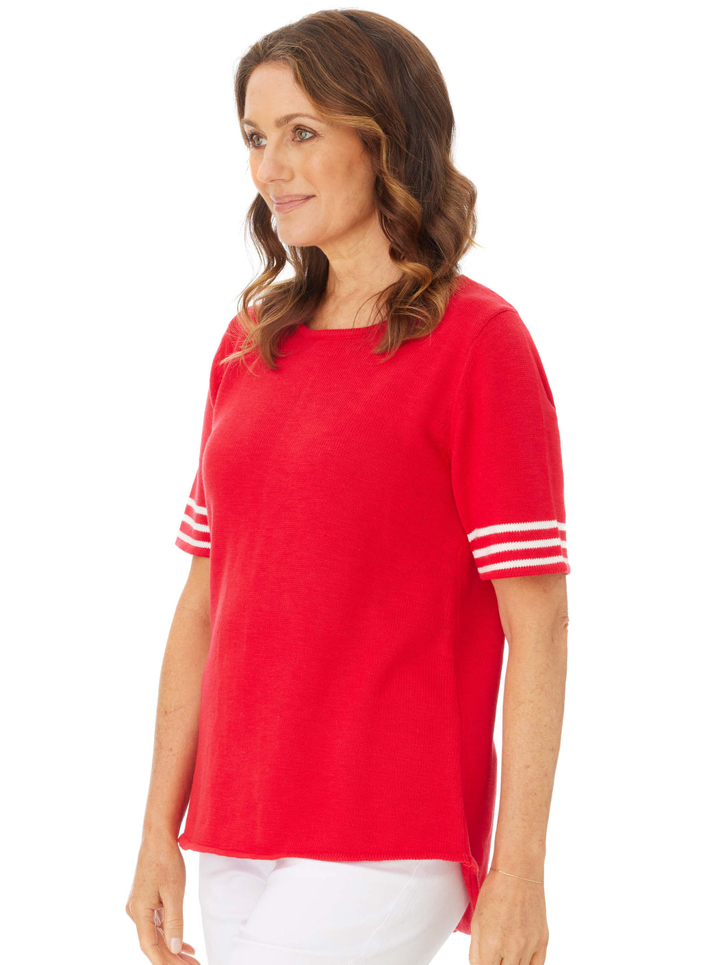 CARDWELL STRIPED S/S TEE WITH BACK SEAM - RED