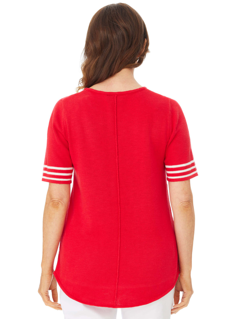 CARDWELL STRIPED S/S TEE WITH BACK SEAM - RED