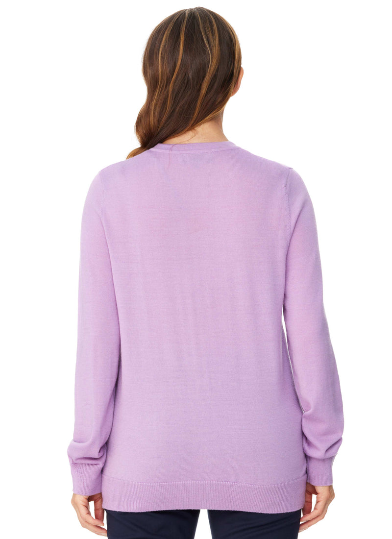 LEVENDALE CLASSIC CARDIGAN WITH POCKETS - LILAC