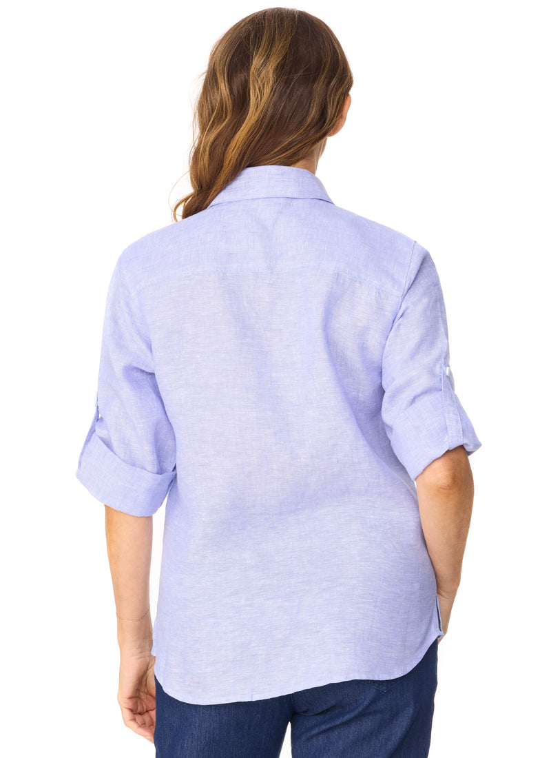 ASHLEY LINEN SHIRT - BLUE