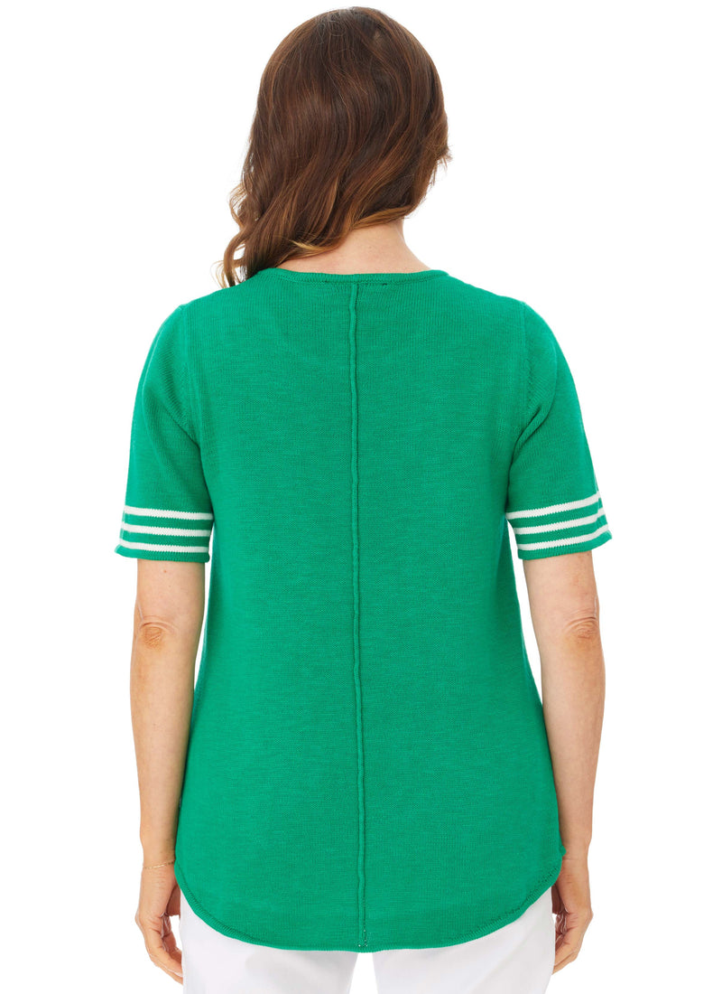 CARDWELL STRIPED S/S TEE WITH BACK SEAM - EMERALD