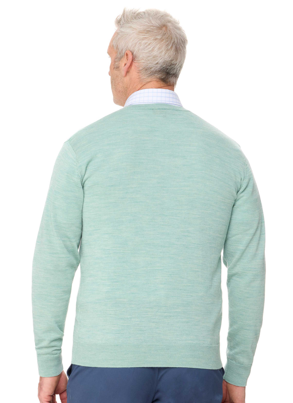 HUONVILLE SUMMER VEE NECK JUMPER - SEAFOAM