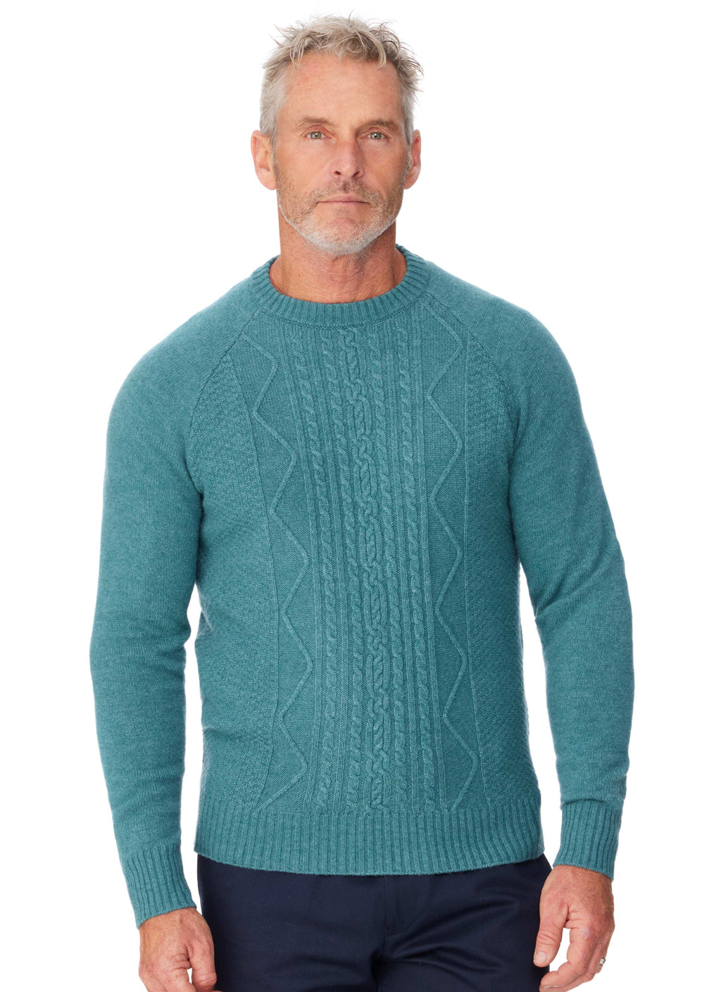 COLEBROOK CREW NECK CABLE - TEAL