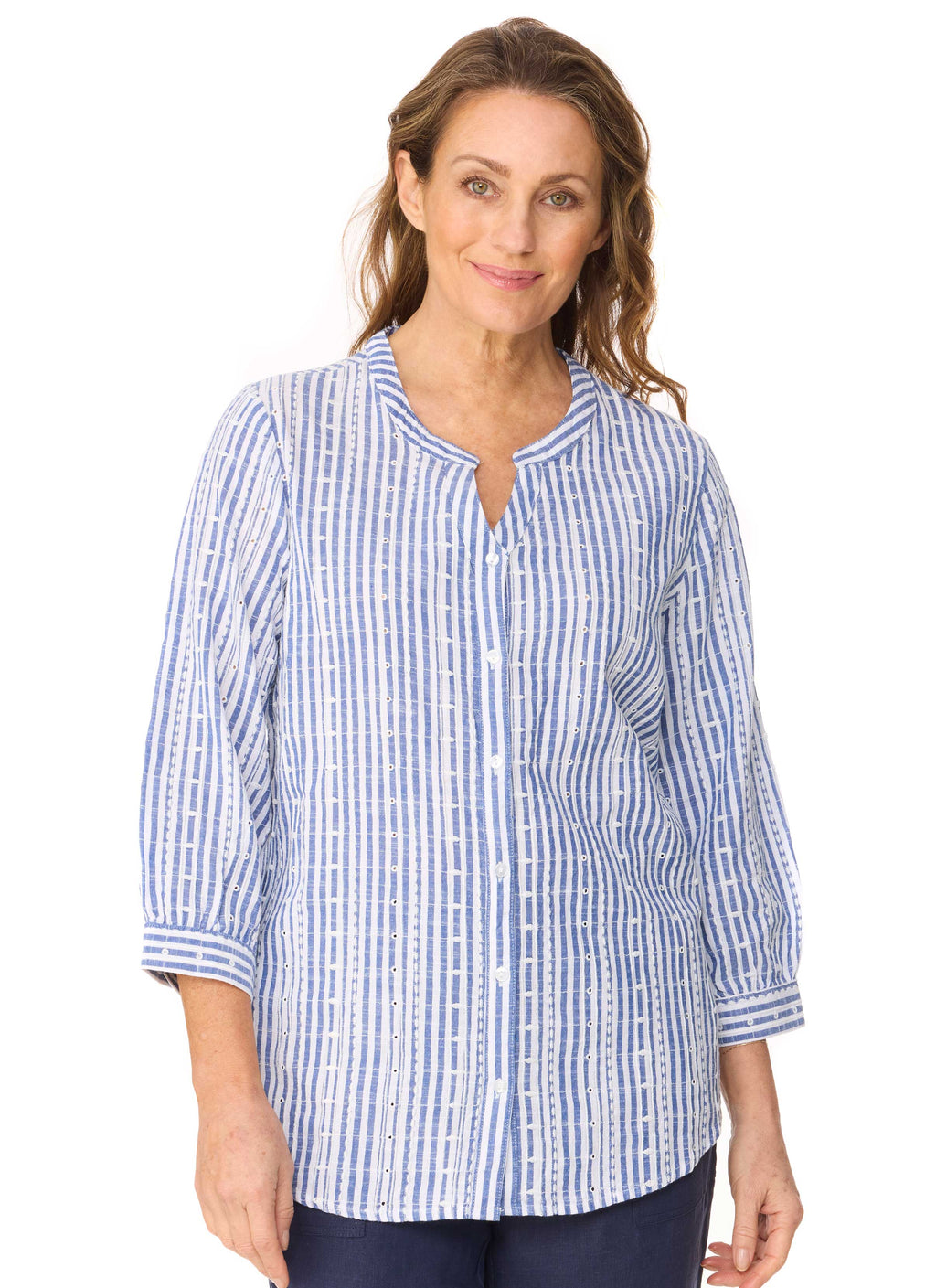 CORALIE BLUE STRIPE SHIRT