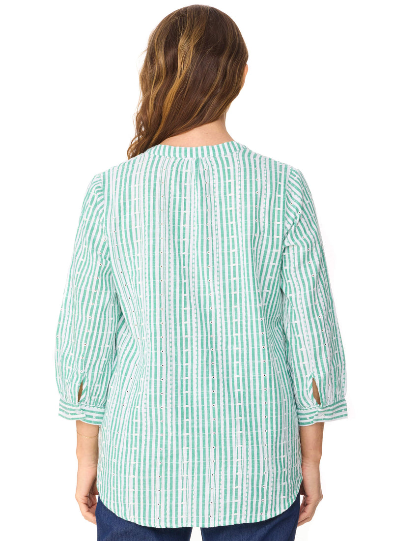 CORALIE EMERALD STRIPE SHIRT