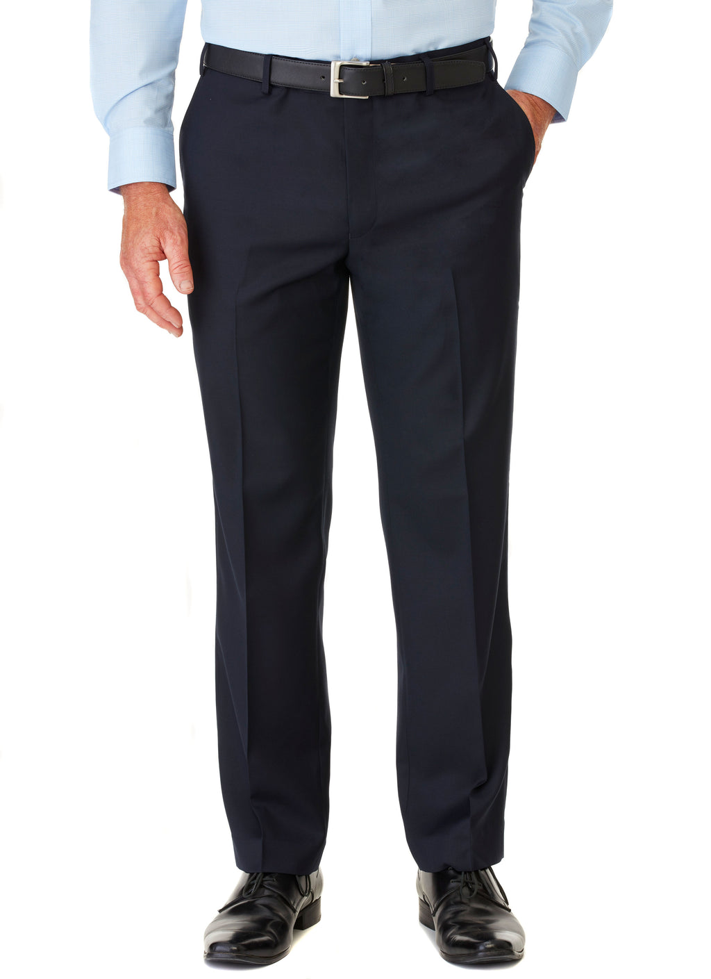 WARATAH FLAT FRONT NAVY FLEXIWAIST TROUSER