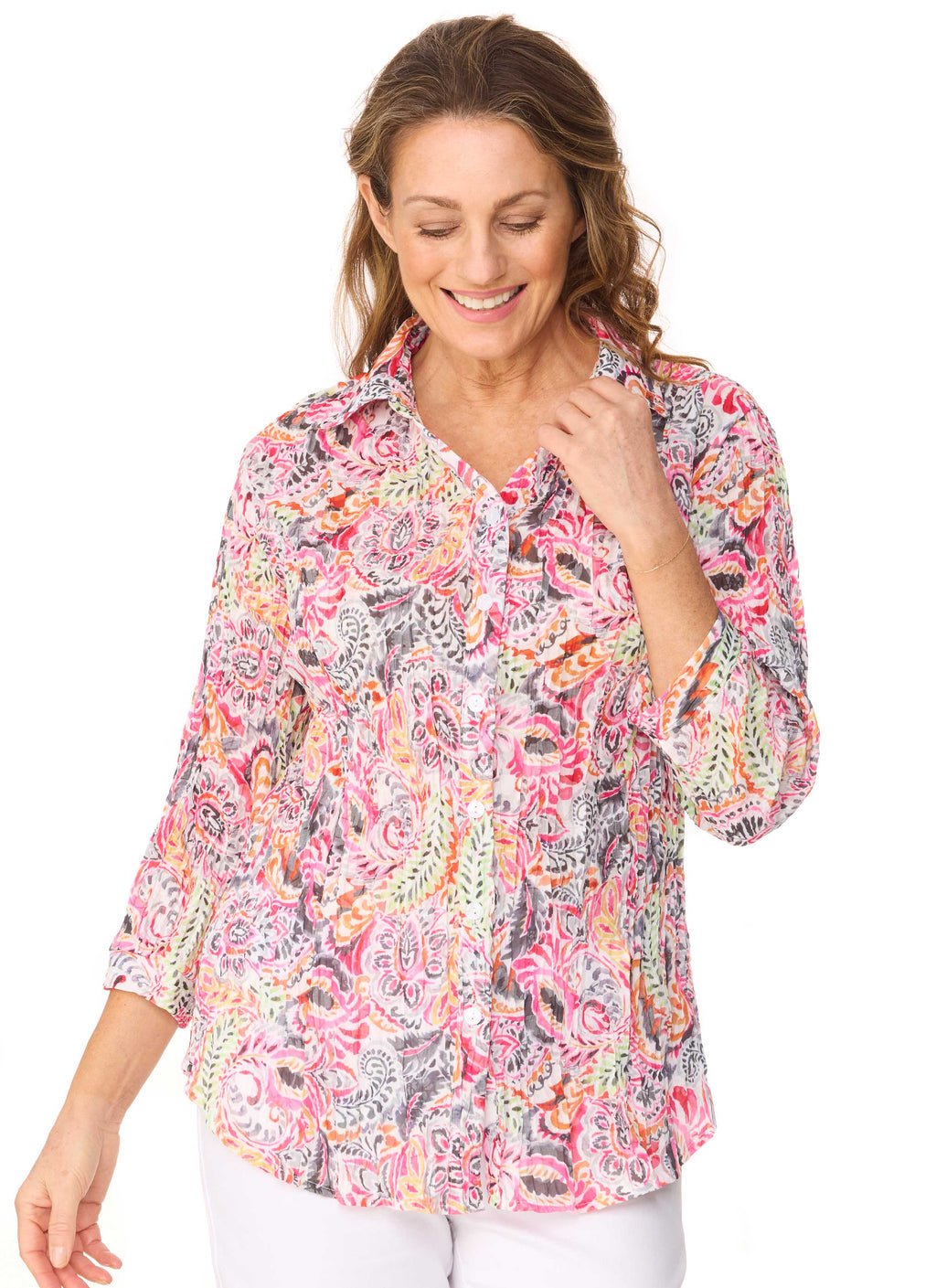 FERNVALE 3/4 SLEEVE CRINKLE SHIRT