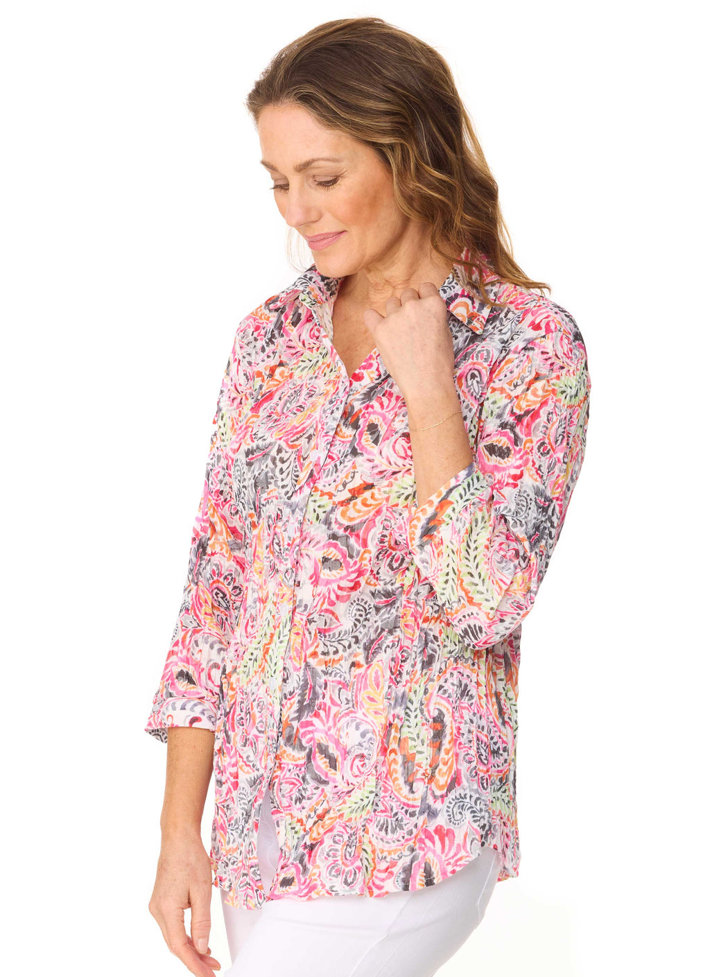 FERNVALE 3/4 SLEEVE CRINKLE SHIRT