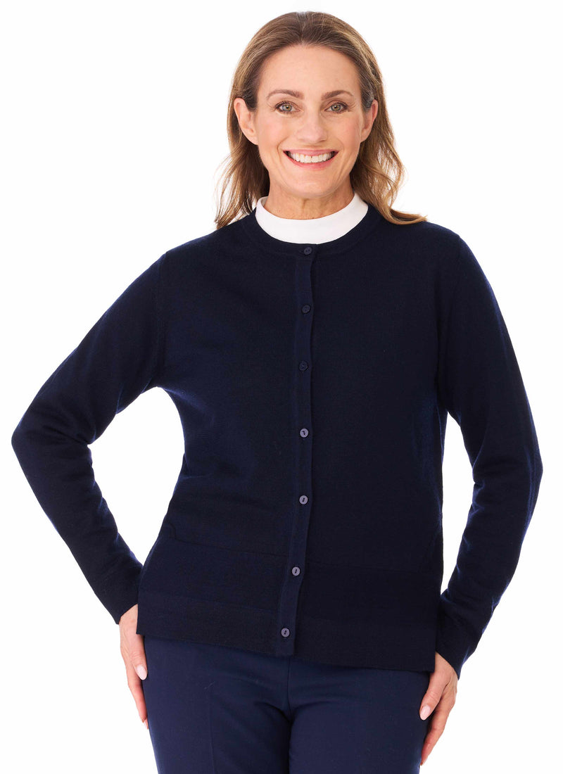 HIGHCROFT BTN CARDIGAN - NAVY