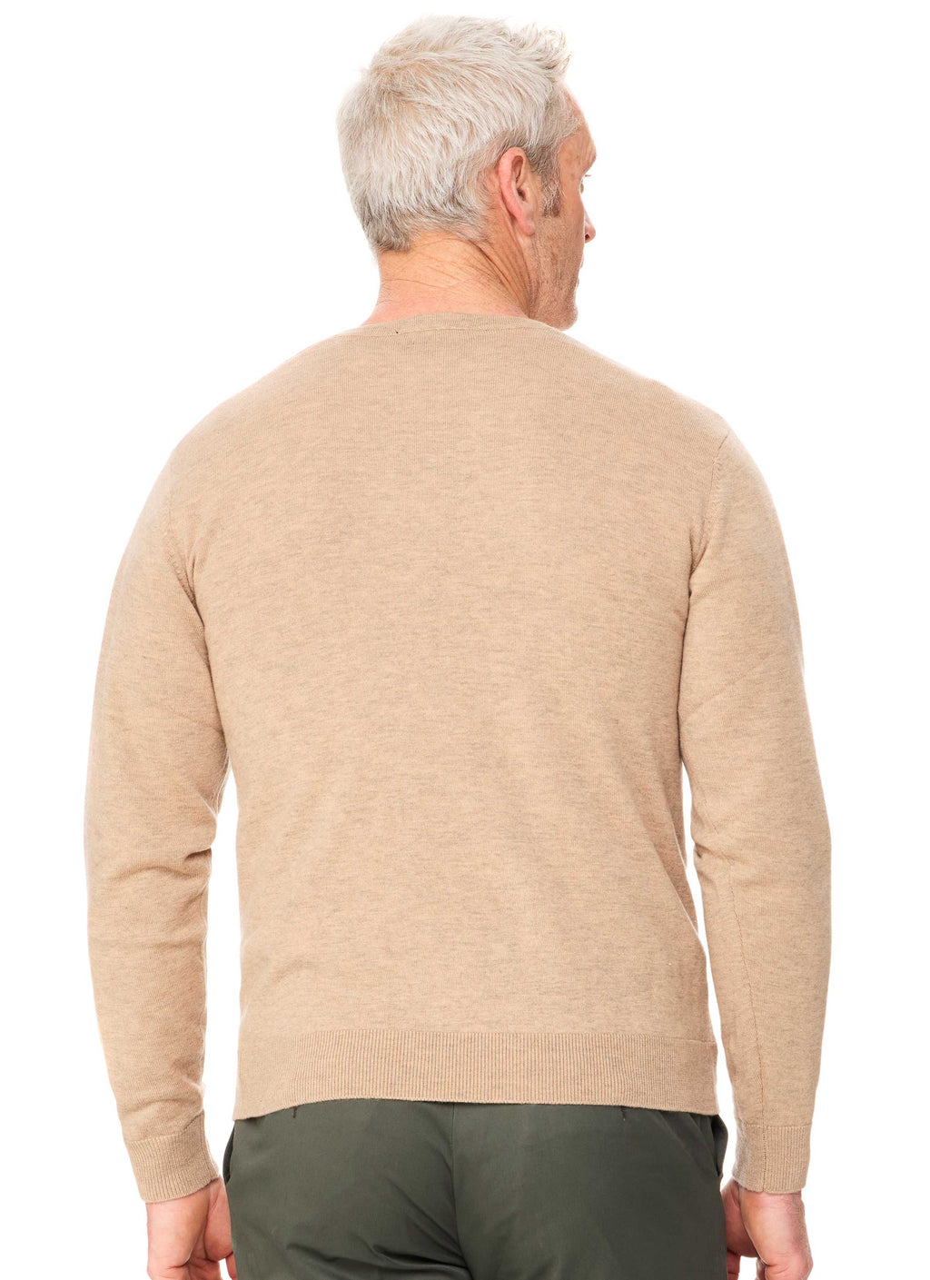 HUONVILLE SUMMER VEE NECK JUMPER - SAND MARLE