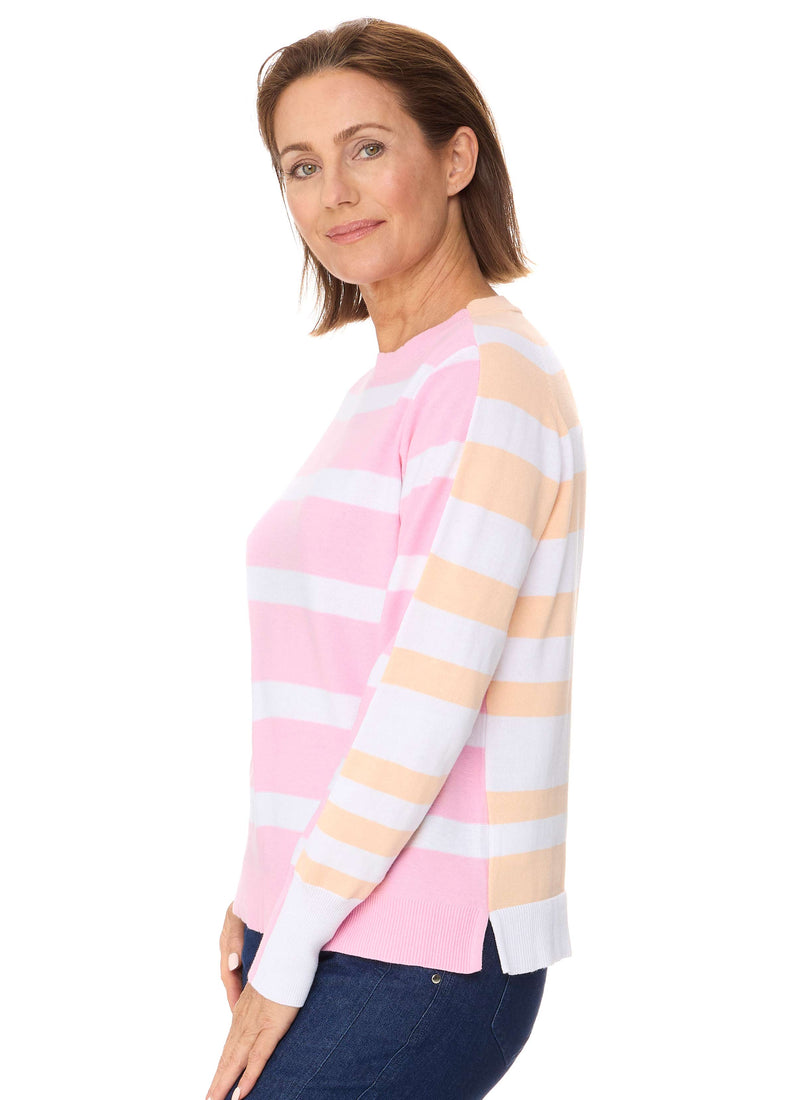 LEGANA STRIPED PULLOVER - BABY PINK