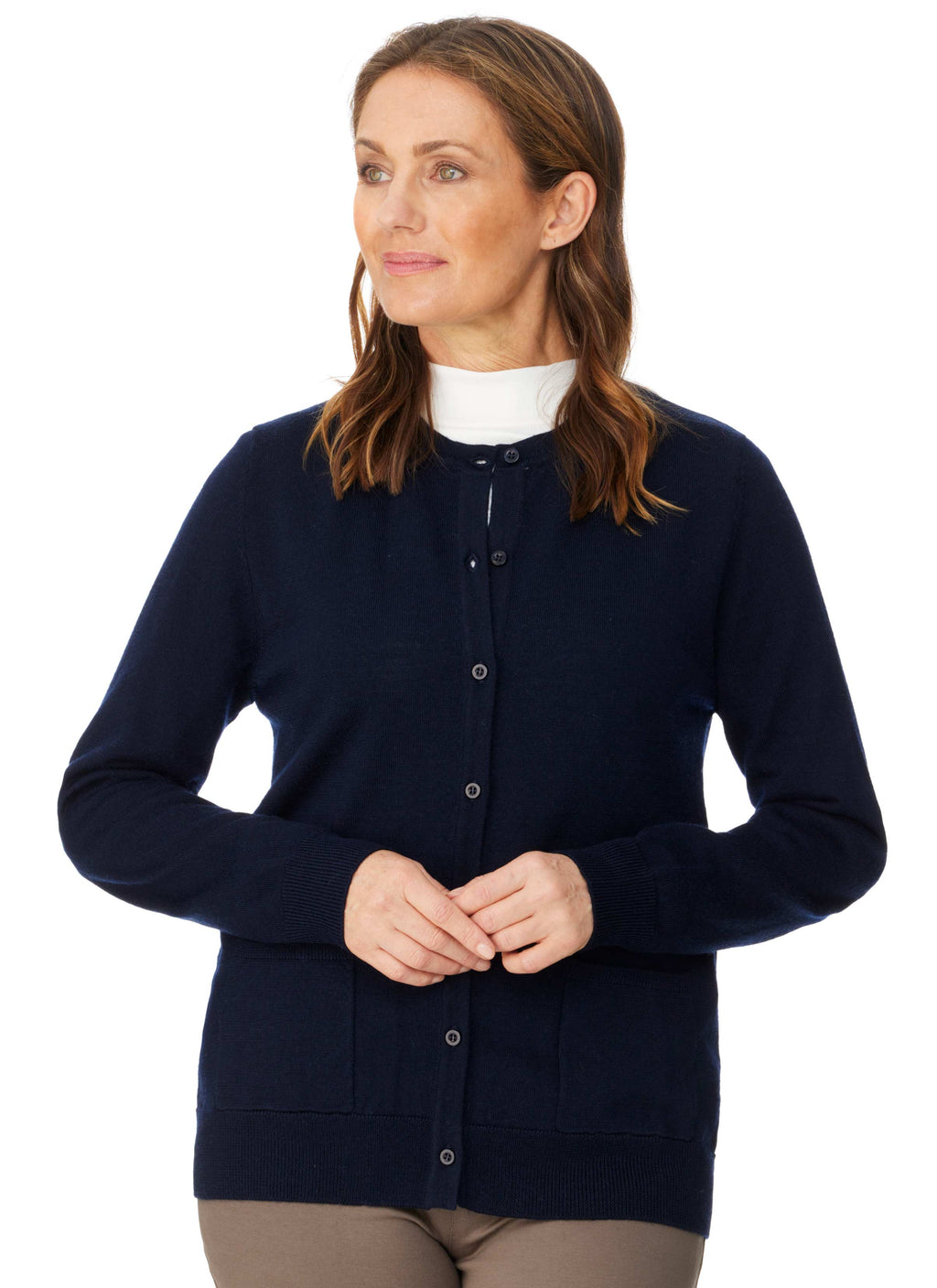 LEVENDALE CLASSIC CARDIGAN WITH POCKETS - NAVY