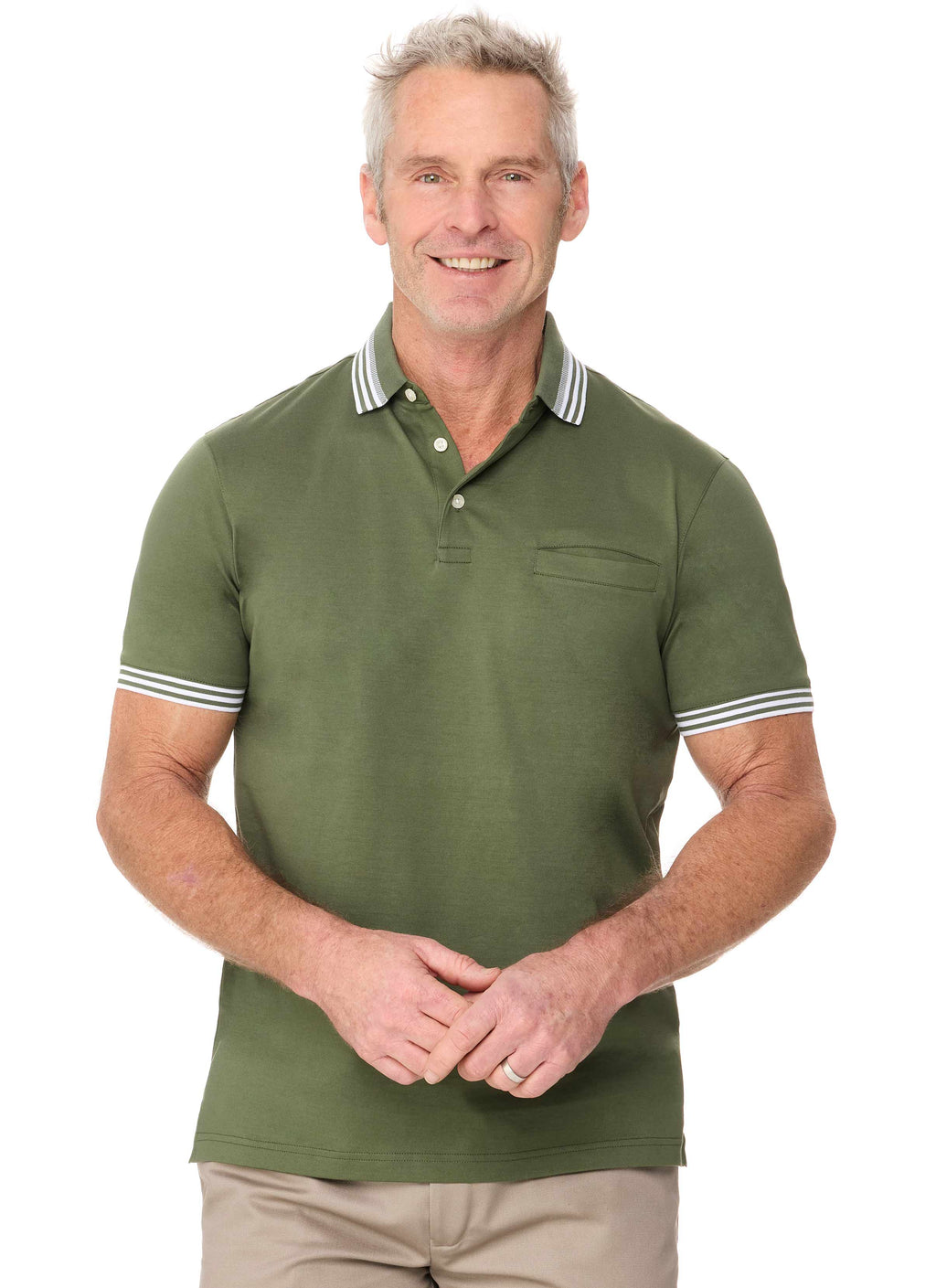 GREENDALE MERCERISED OLIVE POLO