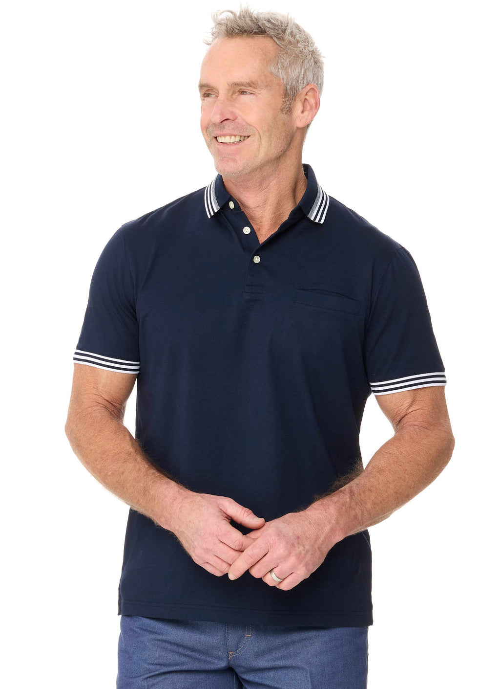 SPENCER MERCERISED NAVY POLO