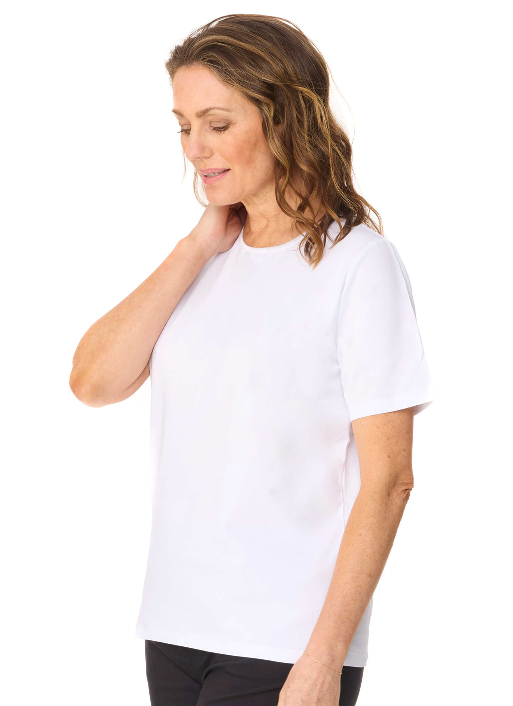 SARINA SATIN TRIM SHORT SLEEVE TOP - WHITE