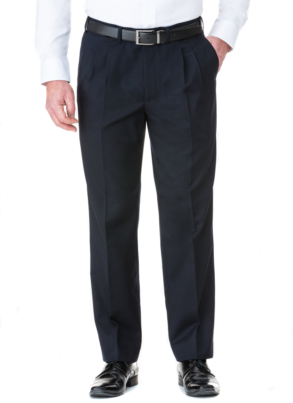AVOCA WOOL RICH PLEATED TROUSER - NAVY