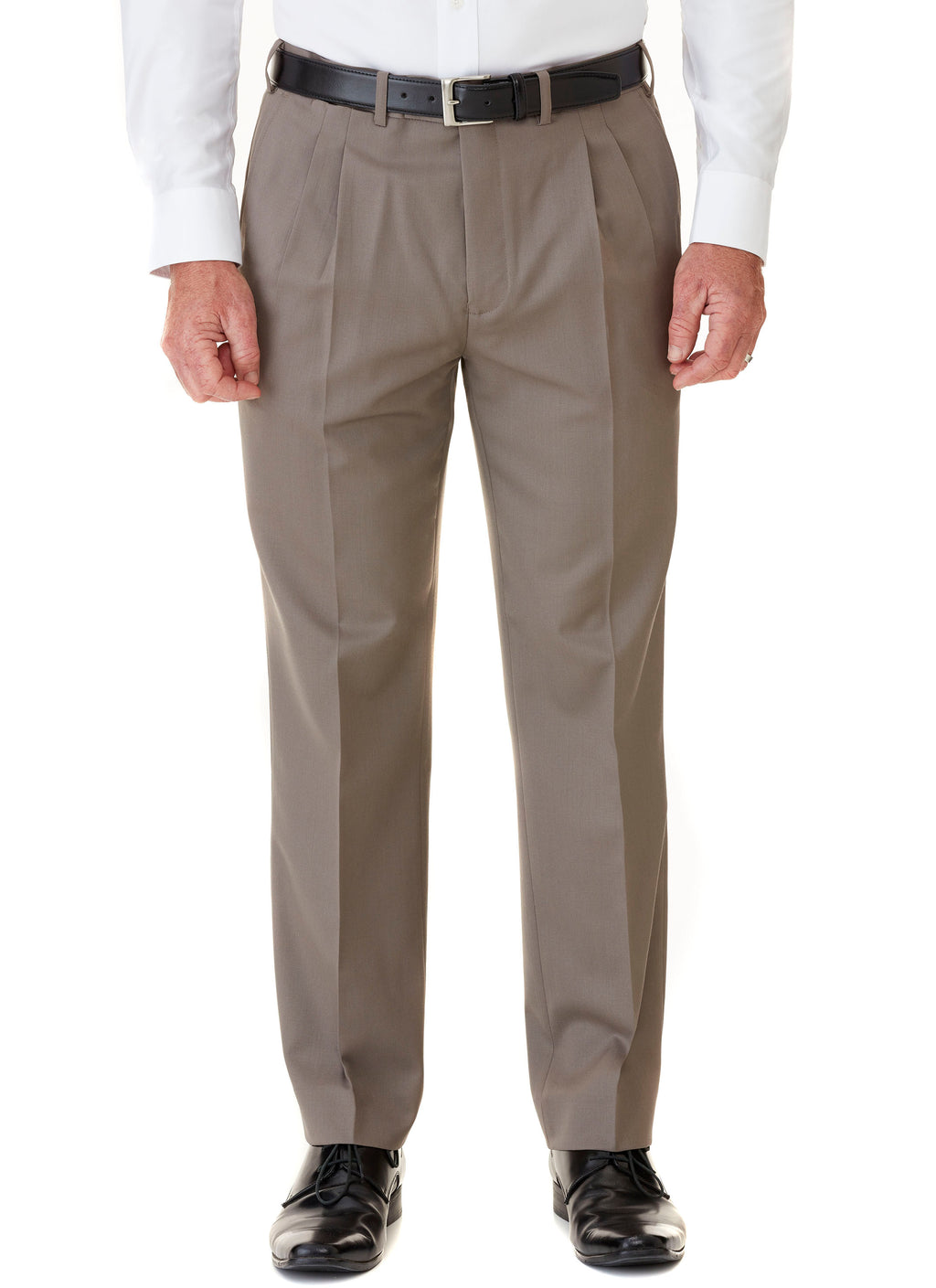 AVOCA WOOL RICH PLEATED TROUSER - TAUPE