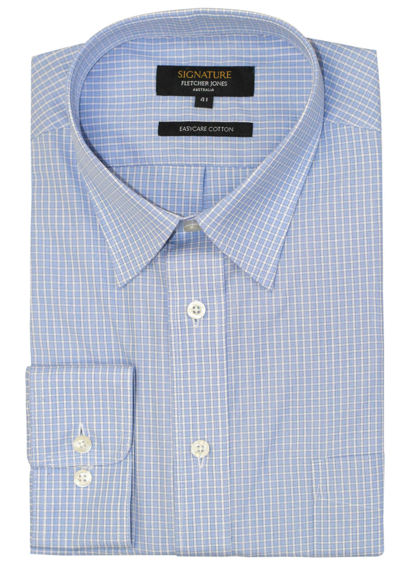 MENZIES CLASSIC FIT BUSINESS SHIRT - BLUE CHECK