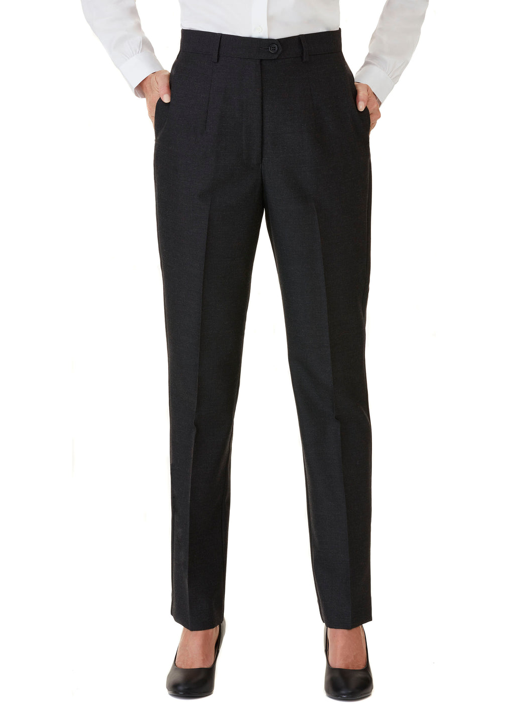 ROBINVALE FLAT FRONT PANT - CHARCOAL