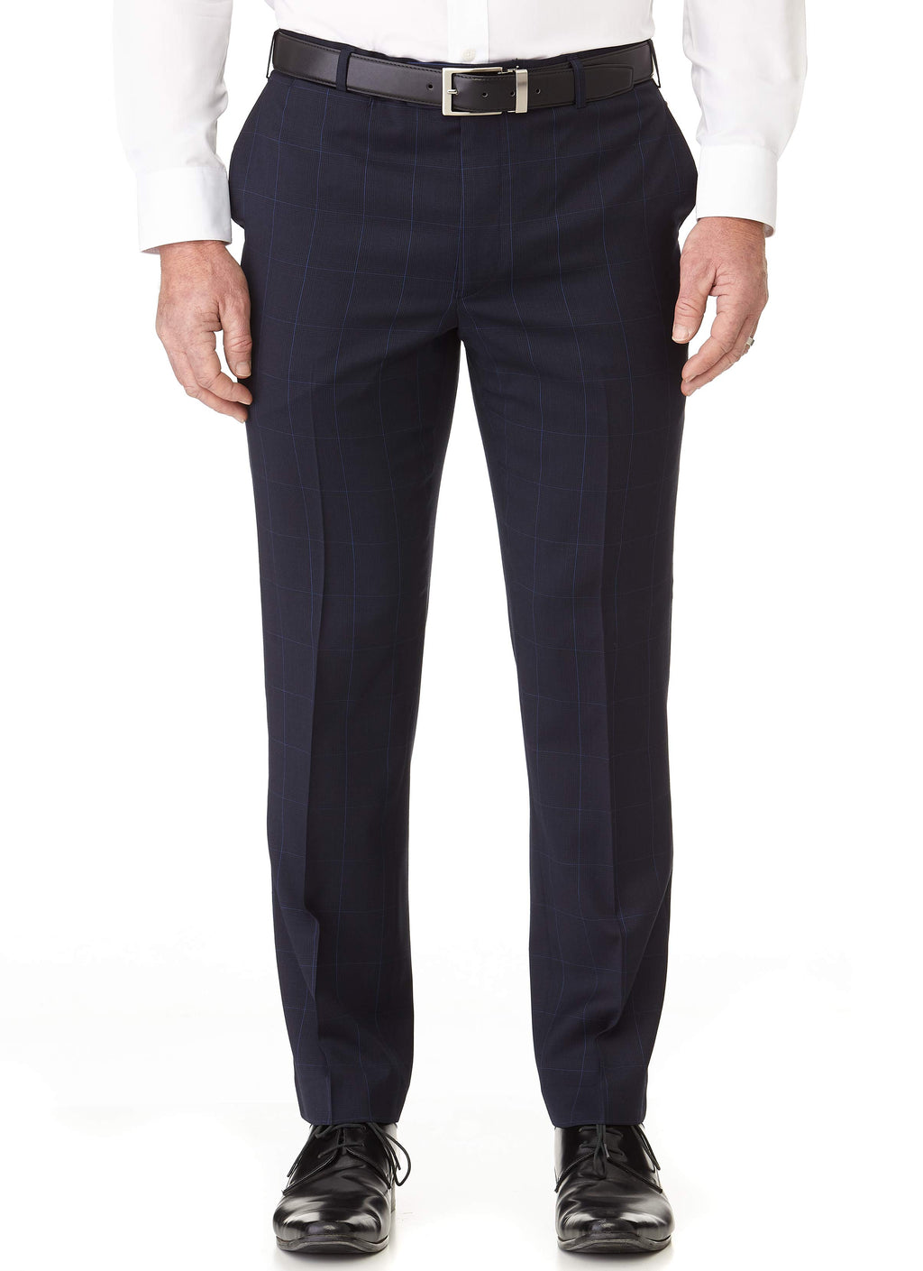 OTWAY CONTEMPORARY FIT TROUSER - NAVY WINDOWPANE